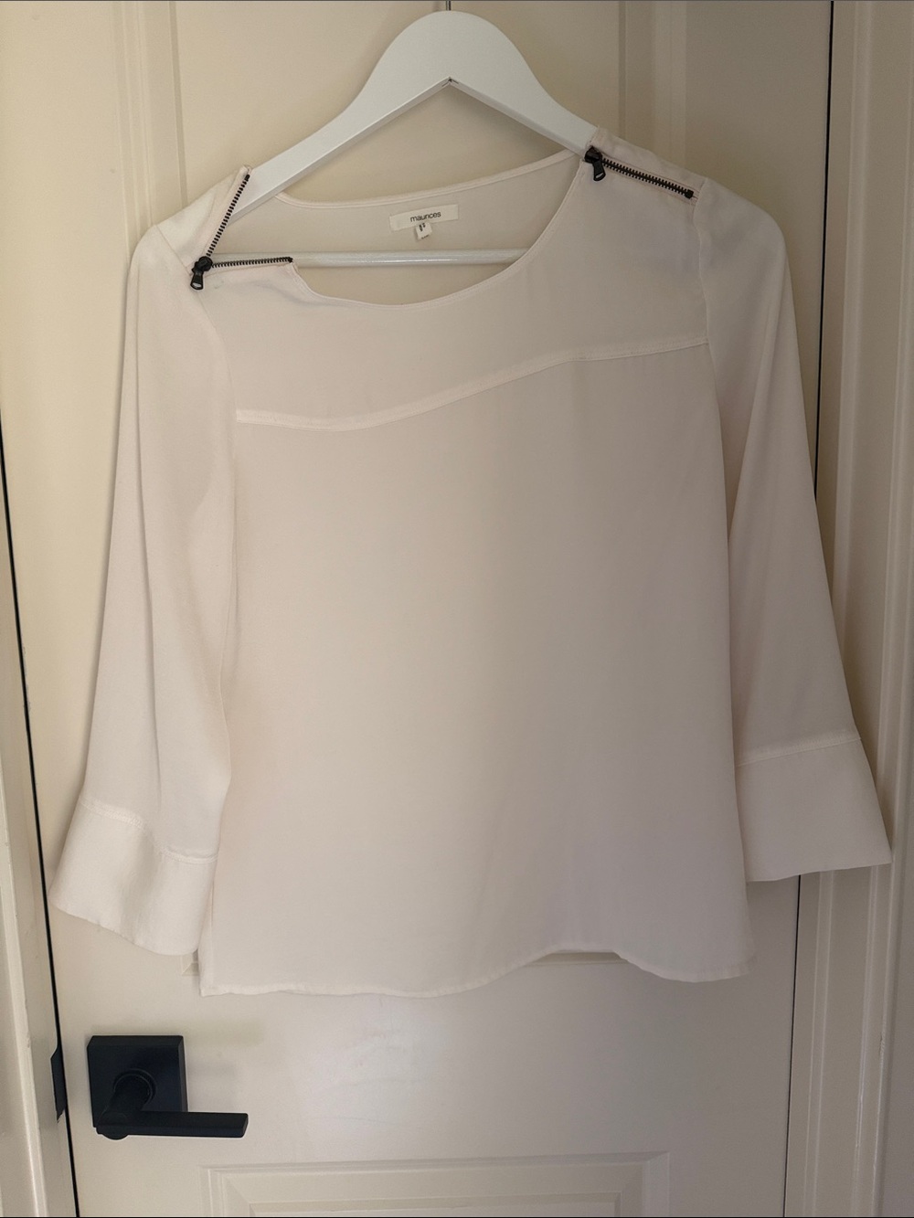 Maurices White Zip-Shoulder Blouse